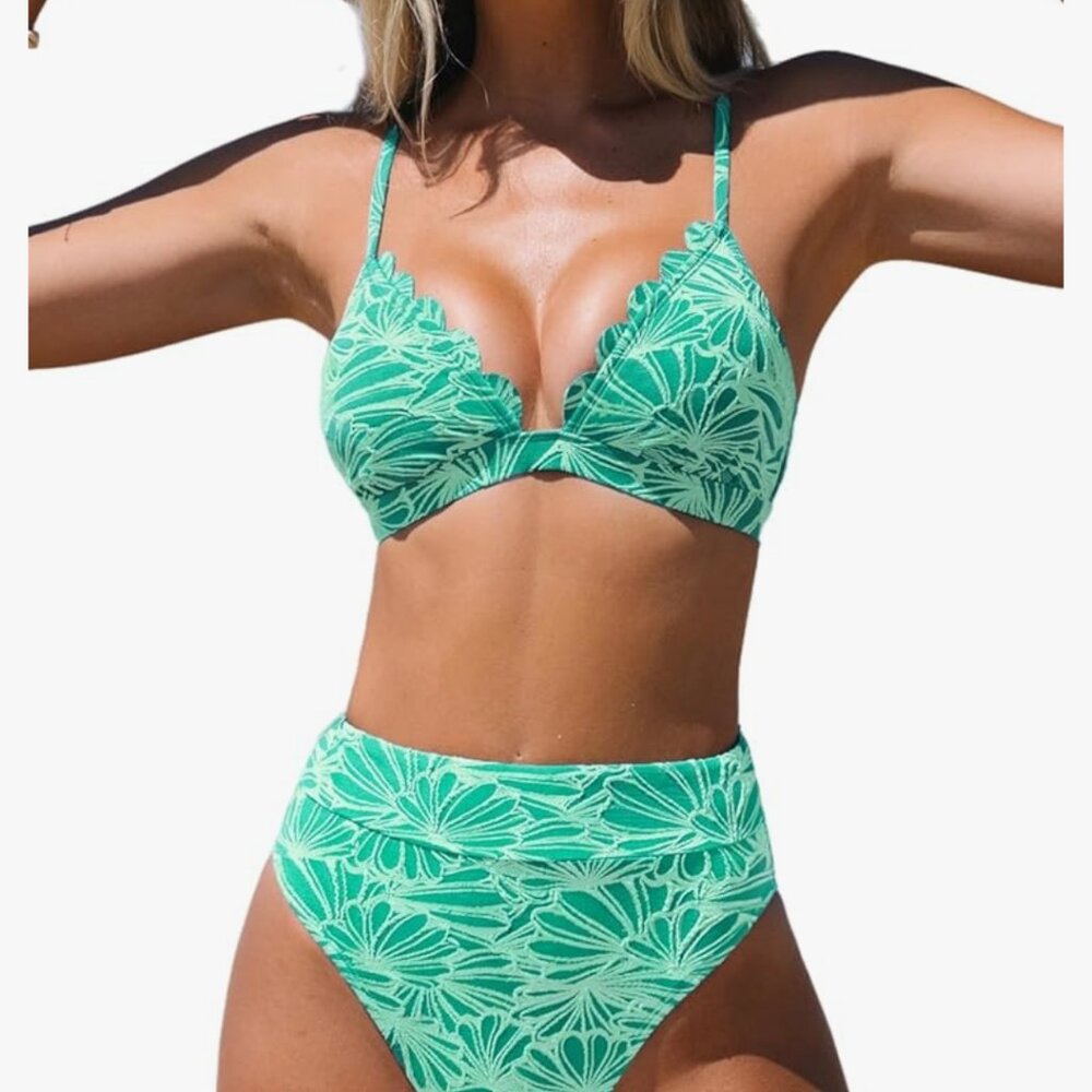 Green on Green high waisted two piece